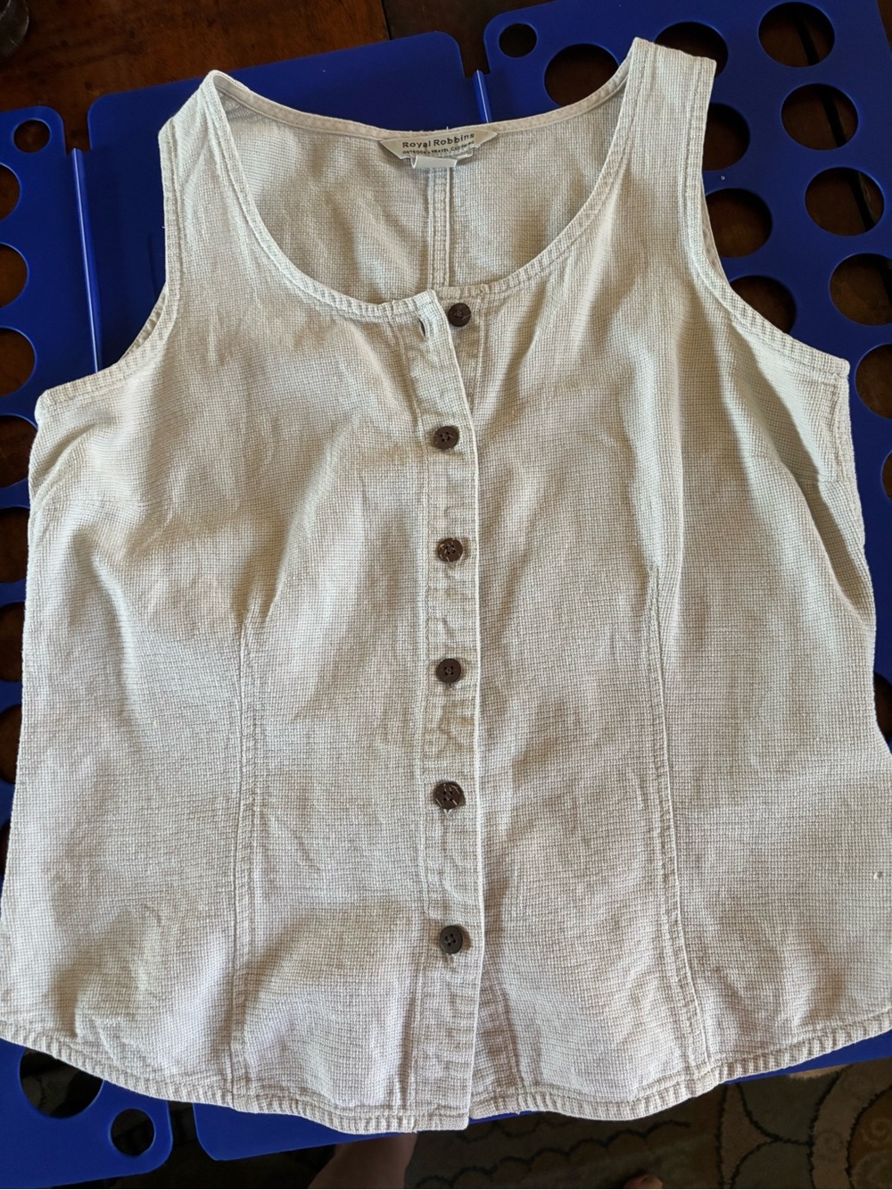 Royal Robbins Cream Button-Front Sleeveless Tank